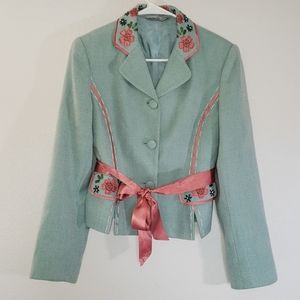 Mac & jac duck egg blue floral coat